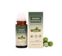 Organic Castor Oil with Rose Quartz Roller Ball, Cold-Pressed Roll-On for Face, Body & Hair, Non-Greasy Daily Moisturiser for Scalp, Brows & Lashes, Softens & Smooths for All Skin Types (1pc)