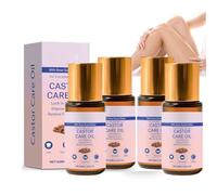 Organic Castor Oil with Rose Quartz Roller Ball， Pure Cold-Pressed, Natural Hair Oil for Eyelashes， Eyebrows Skin Care， Nourishing Roll-On for Face, Cuticles, Scalp Beard - Moisturizing (4PCS)