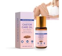 Organic Castor Oil with Rose Quartz Roller Ball， Pure Cold-Pressed, Natural Hair Oil for Eyelashes， Eyebrows Skin Care， Nourishing Roll-On for Face, Cuticles, Scalp Beard - Moisturizing (1PCS)