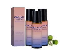 Organic Castor Oil with Rose Quartz Roller, Cold Pressed Oil in Glass Bottle, Roll-On Applicator for Face, Body & Belly, Daily Moisturising Skin Care for All Skin Types (3PC)