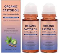 Organic Castor Oil With Rose Quartz Roller,Deep Hydration & Smoothing Serum,Gently Nourishes Skin,for Hair Face Body Care
