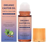 Organic Castor Oil With Rose Quartz Roller,Deep Hydration & Smoothing Serum,Gently Nourishes Skin,for Hair Face Body Care