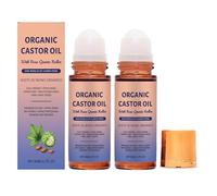 Organic Castor Oil with Rose Quartz Roller, Natural Ingredients, Organic Castor Oil Roll On, Gently Nourishes Skin (2pcs)