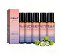 Organic Castor Oil with Rose Quartz Roller, Natural Moisturizing Roll On for Face and Body, Non Greasy Hydrating Oil for Dry Skin, Travel Friendly Skin Care (A-5PCS)