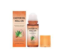 Organic Castor Oil with Rose Quartz Roller, Natural Moisturizing Roll On for Face and Body, Non Greasy Hydrating Oil for Dry Skin, Travel Friendly Skin Care (C-1PC)