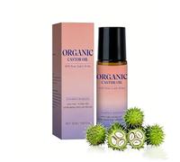 Organic Castor Oil with Rose Quartz Roller, Natural Moisturizing Roll On for Face and Body, Non Greasy Hydrating Oil for Dry Skin, Travel Friendly Skin Care (A-1PC)