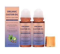 Organic Castor Oil with Rose Quartz Roller, Organic Castor Oil Roll On, Natural Ingredients, Castors Oil Care Balls, Gently Nourishes Skin, Deep Hydration & Smoothing, for Body, Belly (2pcs)