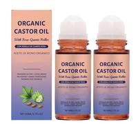 Organic Castor Oil With Rose Quartz Roller, Organic Castor Oil Roll On, Natural Ingredients, Gently Nourishes Skin, Deep Hydration & Smoothing (2pcs)