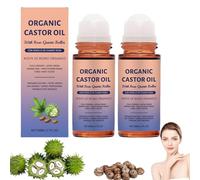 Organic Castor Oil with Rose Quartz Roller,Organic Castor Oil Roll On, Natural Ingredients, Gently Nourishes Skin, For Belly, Face, Body (2)