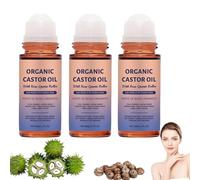 Organic Castor Oil with Rose Quartz Roller,Organic Castor Oil Roll On, Natural Ingredients, Gently Nourishes Skin, For Belly, Face, Body (3)