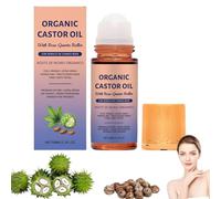 Organic Castor Oil with Rose Quartz Roller,Organic Castor Oil Roll On, Natural Ingredients, Gently Nourishes Skin, For Belly, Face, Body (1)