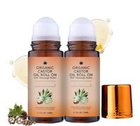 Organic Castor Oil with Rose Quartz Roller,Organic Castor Oil Roll on with Rose Quartz Roller,Glow Cold & Fresh-Pressed for Dry Skin,Eyelashes,Eyebrows,Deep Moisture and Soothing for Face,Body (2)