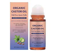 Organic Castor Oil with Rose Quartz Roller, Pure Extra Virgin, Natural Ingredients, for Hair, Skin, Lips (1PC)