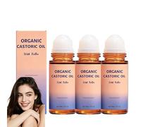 Organic Castoric Oil with Rose Quartzes Roller, Cold Pressed Formulas, Soothing Rollerball Essences, Anti Ageing Skin Moisturising, Deep And Lasting Hydration, Non-Greasy, For All Face And Body (PCS3)