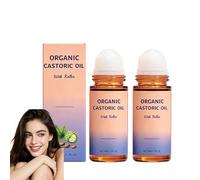 Organic Castoric Oil with Rose Quartzes Roller, Cold Pressed Formulas, Soothing Rollerball Essences, Anti Ageing Skin Moisturising, Deep And Lasting Hydration, Non-Greasy, For All Face And Body (PCS2)