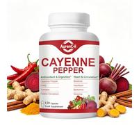 Organic Cayenne Pepper Capsules, 8-in-1 2000mg per Serving with Vitamins D3, K2 & E, Capsaicin Power Supports Healthy Circulation & Daily Energy, Features Hawthorn, Beetroot & Turmeric, 120 Capsules