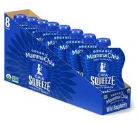 Organic Chia Squeeze, Vitality Snack, Wild Raspberry, 8 Pouches - Mamma Chia