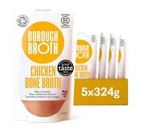 Organic Chicken Bone Broth by Borough Broth - Freshly Made with Free-Range Chicken & British Spring Water - High in Collagen & Protein - Low-Cal & Gluten Free - Delivered Chilled - 5 x 324g