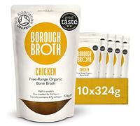 Organic Chicken Bone Broth by Borough Broth - High Protein & Collagen, Low Calorie, Low Carb, Gluten-Free & Keto - Chilled Bone Broth - Chicken Broth For Soups, Stews & Sauces - Free-Range - 10 x 324g