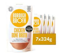 Organic Chicken Bone Broth by Borough Broth - High Protein & Collagen, Low Calorie, Low Carb, Gluten-Free & Keto - Chilled Bone Broth - Chicken Broth For Soups, Stews & Sauces - Free-Range - 7 x 324g