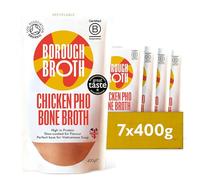Organic Chicken Pho Bone Broth by Borough Broth - High in Collagen for Healthy Skin & Joints - High Protein, Low Calorie, Gluten Free - Perfect for Soups & Ramen - Delivered Chilled, 7 x 400g