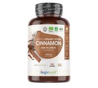 Organic Cinnamon Capsules 1000mg - 180 Vegan Capsules - 3 Months Supply - Ceylon Cinnamon Powder - Soil Association Certified Supplement - GMO & Gluten Free