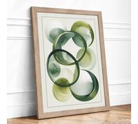 Organic Circles Botanical Framed Wall Art Print A4 (29.7×21cm) Oak, Wall Decor for Living Room, Bedroom, Office & Home, Ready to Hang, Art Gift