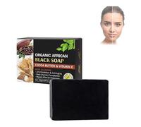 Organic Cocoa Butter Deep Cleansing Black Soap, African Black Soap Cocoa Butter with Vitamin E, Deep Body and Facial Cleansing, Cleanses and Rejuvenates, for All Skin Types (1Pcs)
