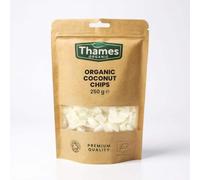 Organic Coconut Chips - Unsweetened, High Fibre, Raw, Vegan, GMO-Free, Certified Organic - No Additives or Preservatives - Nutritious and Delicious, Perfect Snack - Thames Organic 250g