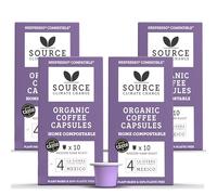 Organic Coffee Pods - Home Compostable Biodegradable Capsules by Source Climate Change - Single Origin 100% Arabica - Medium Roast Mexico, Aromatic & Balanced Body with Praline Nuttiness, 4-Pack