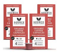 Organic Coffee Pods - Home Compostable Nespresso Machine Compatible Coffee Capsules by Source Climate Change - Single-Origin, Medium-Dark Roast Rwanda with Citrus & Caramel Notes, 4-Pack
