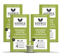 Organic Coffee Pods - Home Compostable Biodegradable Capsules by Source Climate Change - Single Origin 100% Arabica - Dark Roast Uganda, Smooth Toasty Aroma & dark Chocolate Finish, 4-Pack