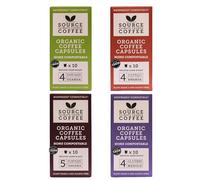 Organic Coffee Pods - Home Compostable Machine Compatible Coffee Capsules by Source Climate Change - Organic, Single-Origin Medium and Dark Roast Gift Set with Plant Based Packaging, 4-Pack Mix