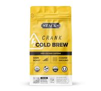 Organic Cold Brew Coffee Coarse Ground 1 LB - CRANK High Voltage Caffeine Dark Roast, Coarse Grind - By Stack Street