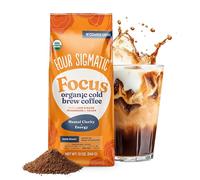 Organic Cold Brew Coffee Grounds by Four Sigmatic | Dark Roast, Fair Trade Coarse Grounds with Lion's Mane and Chaga Mushroom Extract | Cold Brew Mushroom Coffee for Crash-Free Focus | 12oz Bag