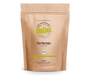 Organic Cordyceps sinensis Powder 250g (2 x 125g) - High-dose Cordyceps sinensis - Chinese Caterpillar Fungus - Bottled and Certified in Germany - Biotiva
