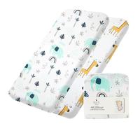 Organic Cotton 2 Cot Sheets 120x60 Fitted, Compatible with Next to me Crib Sheets, Snuzpod and All Bedside Cribs, Mini Cribs up to 120x60cm Pack of 2 Sheet (Jungle)