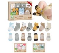 Organic Cotton Baby Non-Slip Socks 7 Pairs Newborn Infant 0-6 Months