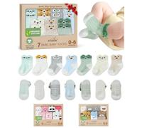 Organic Cotton Baby Non-Slip Socks 7 Pairs Newborn Infant 0-6 Months