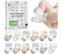 Organic Cotton Baby Socks 12 Pairs Newborn Infant 0-6M Hypoallergenic