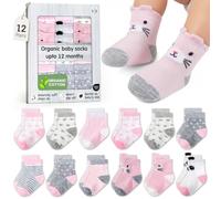 Organic Cotton Baby Socks 12 Pairs Newborn Infant 6-12M Hypoallergenic | OEKO-TEX Certified, Hypoallergenic, Soft & Breathable, Gentle Elastic Fit, Moisture Absorbing, Machine Washable