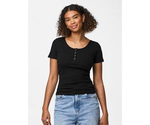 Organic Cotton Buttoned T-Shirt Black