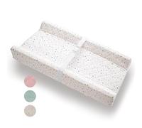 Organic Cotton Contoured Baby Changing Pad w/Waterproof Foam Mattress, w/Polkadot, Soft, Removable & Washable Cover, Safety Strap, Topper for Standard Size Infant Diaper Table & Dresser