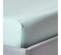 HOMESCAPES Organic Cotton Fitted Sheet (12”) 400TC 600 Thread Count Equivalent Bed Sheet with Fully Elasticated Skirt (King (152 x 198 cm), Duck Egg Blue)