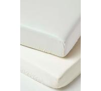 HOMESCAPES Cotton Cot Bed Fitted Sheets 400 Thread Count, 2 Pack - Cream
