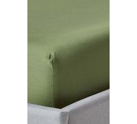 HOMESCAPES Organic Cotton Green Fitted Sheet (12”) Single 400TC 600 Thread Count Equivalent Bed Sheet with Fully Elasticated Skirt