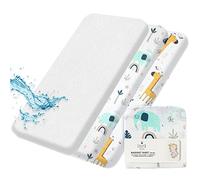 Organic Cotton Fitted Sheets 2+1 Waterproof Protector Compatible Next to me Crib Sheets, Snuzpod and All Bedside Cribs, bassinets up to 90x55cm Pack of 3 Pieces