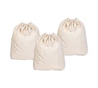 Organic Cotton Mart Heavy Duty Laundry Hamper Bags - Large, Rectangular, Neutral Cotton Laundry Bags with Drawstring Closure - Durable, Machine Washable & Foldable - 3 Pack