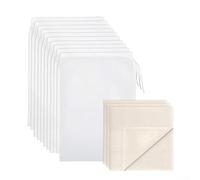 Organic Cotton Nut Milk Bags and Cheesecloth Set, 10 Drawstring Strainer Bags plus 3 Large Filter Cloths for Homemade Juice, Cheese, Broth, and Kitchen Cooking