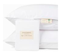 Organic Cotton Pillow Protector Pillowcase With Zipper | GOTS Certified 100% Natural | Dust Mite and Wrinkle Resistant | Ivory with French Pearl Satin Piping | Queen 21x30" | Pack of 2 | PC013